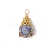 Natural Rose Quartz/Unakite/Black Stone/Blue Spot Jasper/White Jade Pendants PALLOY-JF03396-2