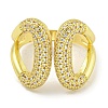 Rack Plating Brass Micro Pave Cubic Zirconia Teardrop Open Cuff Rings for Women RJEW-I104-01G-2