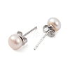 Natural Pearl Round Bead Stud Earrings EJEW-E298-01B-01P-2