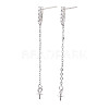 925 Sterling Silver Stud Earring Findings Micro Pave Cubic Zirconia STER-T007-20P-3