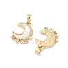 Natural White Shell Moon Pendants KK-U043-23G-02-2
