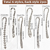 12Pcs 6 Styles Tibetan Style Alloy Bookmark Findings with Holes FIND-SC0008-99-2