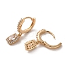 Light Gold Brass Micro Pave Cubic Zirconia Dangle Hoop Earrings EJEW-C073-08C-KCG-2
