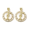 Brass Pave Shell Pendants KK-I708-16M-G-1