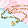 304 Stainless Steel Heart Pendant Cable Chain Necklaces for Women NJEW-C084-05G-2