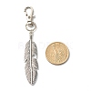 Leaf/Feather Tibetan Style Alloy Keychain HJEW-JM00560-03-4