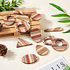  12Pcs 6 Styles Wenge Wood & Sandalwood & White Ash Pendants WOOD-TA0001-94-15