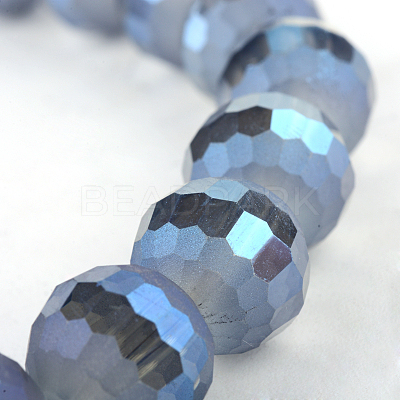Faceted(96 Facets) Round Electroplate Glass Bead Strands EGLA-S130-10mm-02-1