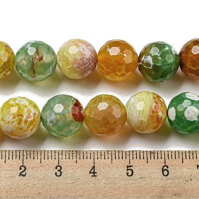 Faceted Natural Fire Crackle Agate Beads Strands G-F447-12mm-M01-1