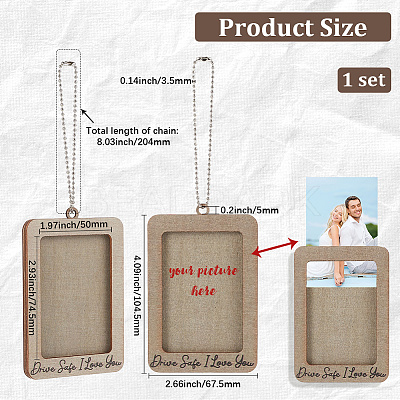 Rectangle with Word Drive Safely I Love You Wood Hanging Photo Frame HJEW-SP0001-19C-1