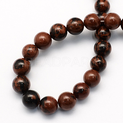 Natural Mahogany Obsidian Round Beads Strands G-S163-8mm-1