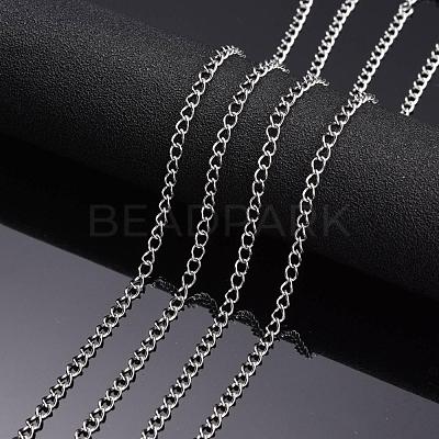 Non-Tarnish 3.28 Feet 304 Stainless Steel Twist Chains X-CHS-K001-24-3mm-1