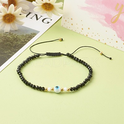 Adjustable Nylon Thread Braided Bead Bracelet BJEW-JB06441-01-1