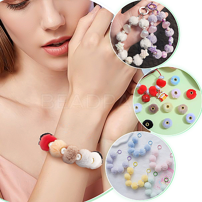 60Pcs 6 Colors Imitation Mink Fur European Beads FIND-FG0004-37B-1
