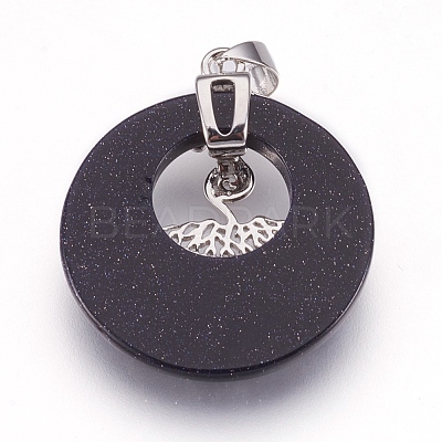 Synthetic Blue Goldstone Pendants KK-F751-B20-1
