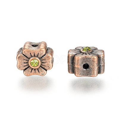 Tibetan Style Alloy Rhinestone Beads PALLOY-P184-03R-RS-1