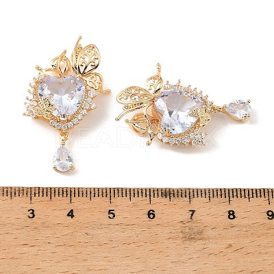 Brass & Clear Cubic Zirconia Pendants KK-G558-04G-1