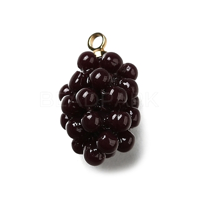 Grape Brass Acrylic Pendants OACR-R006-05G-04-1