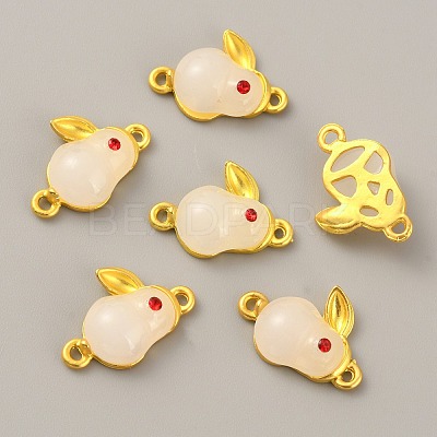 Glass Alloy Connector Charms ENAM-WH0001-12KCG-B-1