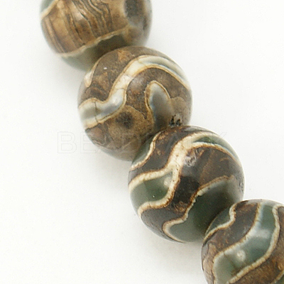 Tibetan Style Wave Pattern dZi Beads TDZI-D005-8mm-06-1