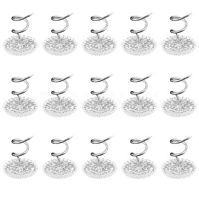 60Pcs Clear Acrylic Flat Round Head Iron Twist Pins FIND-SP0004-66-1