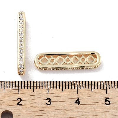 Brass Micro Pave Clear Cubic Zirconia Multi-Strands Links X-KK-B082-16G-1