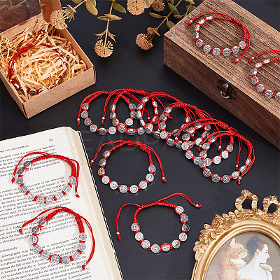 24Pcs Alloy Oval with St. Benedict & Cross Beads Bracelets BJEW-GO0001-23-1