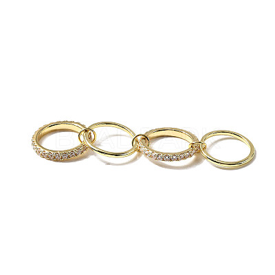 Brass Micro Pave Cubic Zirconia Finger Rings RJEW-P166-12G-01-1