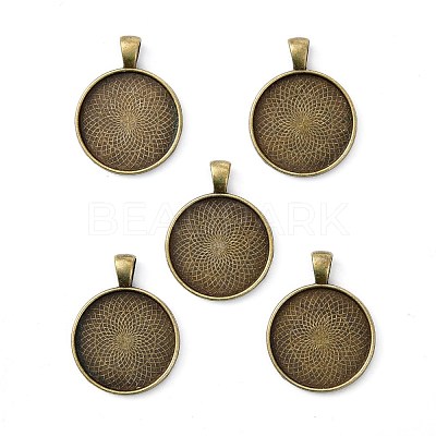Tibetan Style Alloy Pendant Cabochon Settings TIBEP-Q045-048AB-NR-1