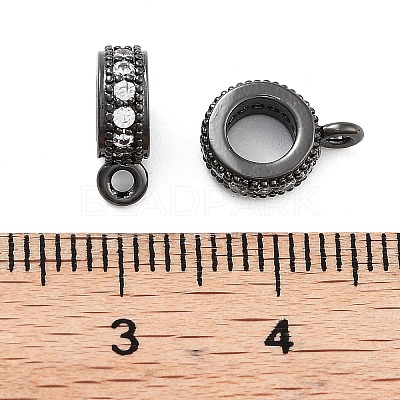 Rack Plating Brass Micro Pave Cubic Zirconia Tube Bails KK-Z052-01B-1
