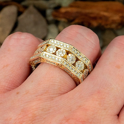 Brass Micro Pave Clear Cubic Zirconia Finger Rings for Men FS-WG63B19-04-1