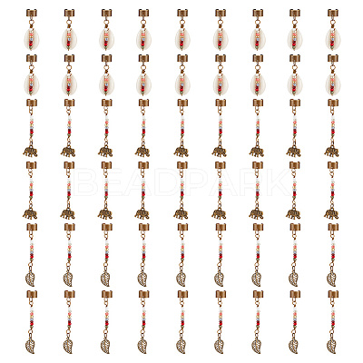 Tibetan Style Alloy & Cowrie Shell Braiding Hair Pendants Decoration OHAR-AB00016-1