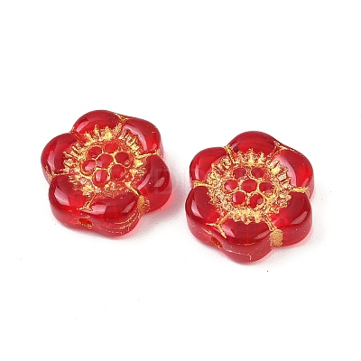 Baking Paint and Golden Metal Enlaced Glass Beads DGLA-T004-10F-1