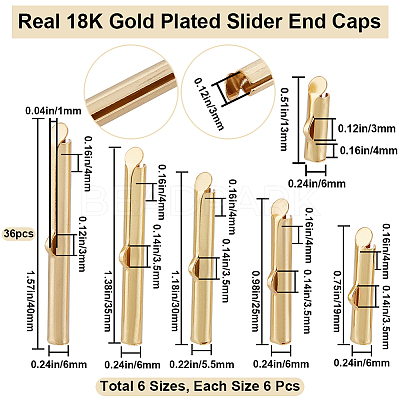 36Pcs 6 Style 304 Stainless Steel Slide On End Clasp Tubes STAS-BBC0003-55-1