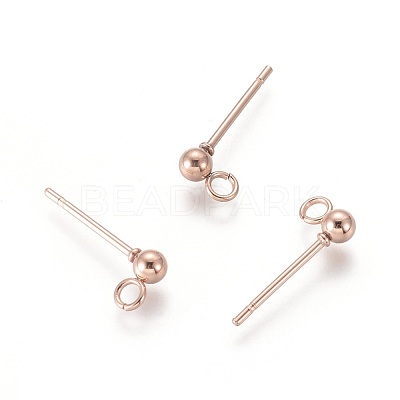 304 Stainless Steel Ball Stud Earring Post STAS-H410-10RG-1
