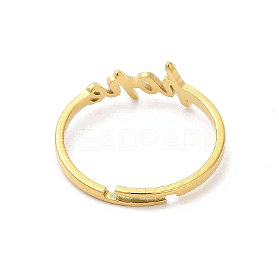 Ion Plating(IP) 304 Stainless Steel Word Hope Adjustable Ring RJEW-L107-027G-1