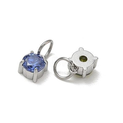 304 Stainless Steel Pave Cubic Zirconia Pendants CU-CBABCF3-04P-1