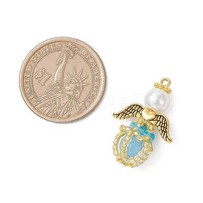Luminous Handmade Glass Seed Beaded Angel Pendants PALLOY-MZ00963-05-1