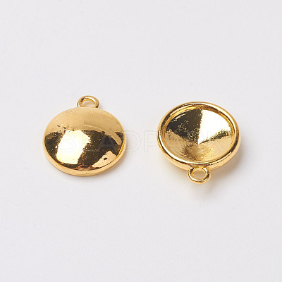 Tibetan Style Alloy Flat Round Charm Pendant Rivoli Xilion Pointed Back Chaton Rhinestone Settings PALLOY-O034-A-G01-1