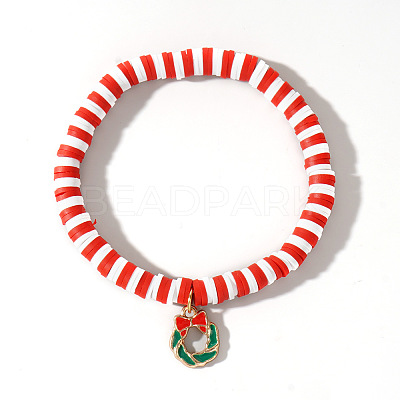Elegant Christmas Handmade Polymer Clay Heishi Beaded Stretch Bracelets MV9996-2-1