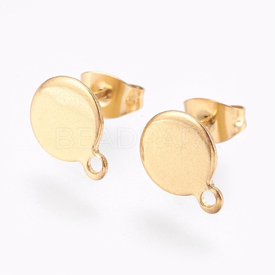 Ion Plating(IP) 304 Stainless Steel Stud Earring Findings STAS-G178-02G-8mm-1