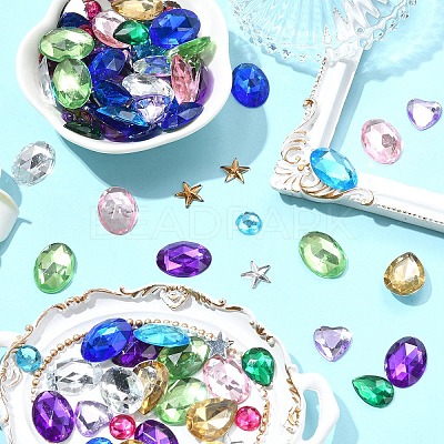 60Pcs 15 Styles Acrylic Rhinestone Flat Back Cabochons GACR-YW0001-05A-1