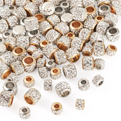 90Pcs 6 Styles Alloy Rhinestone Clay Pave Beads ALRI-TA0001-29-1