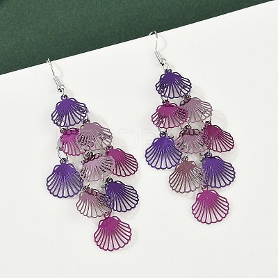 430 Stainless Steel Shell Shape Dangle Earrings EJEW-A137-03P-03-1