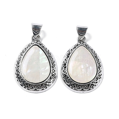 Natural Paua Shell Teardrop Pendants FIND-A036-02AS-01-1
