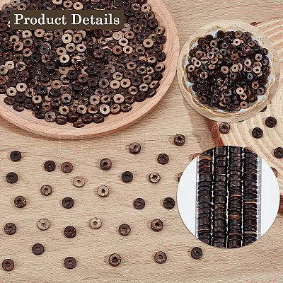 6 Strands Dyed Natural Coconut Disc Bead Strands COCB-SC0001-02A-1