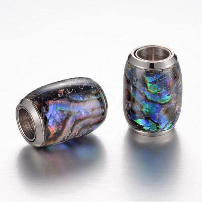 304 Stainless Steel Enamel Magnetic Clasps with Glue-in Ends STAS-P096-02-1