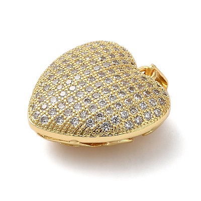Brass Micro Pave Clear Cubic Zirconia Pendants KK-B094-06G-1
