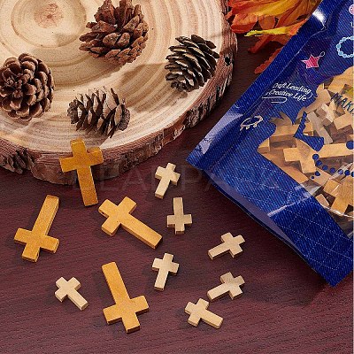 100Pcs 2 Styles Wood Pendants WOOD-SC0001-43-1