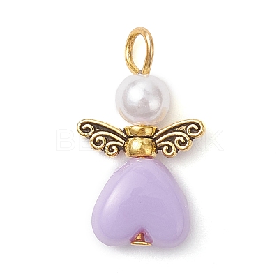 Acrylic & ABS Plastic Imitation Pearl Angel Pendants PALLOY-JF04466-01-1